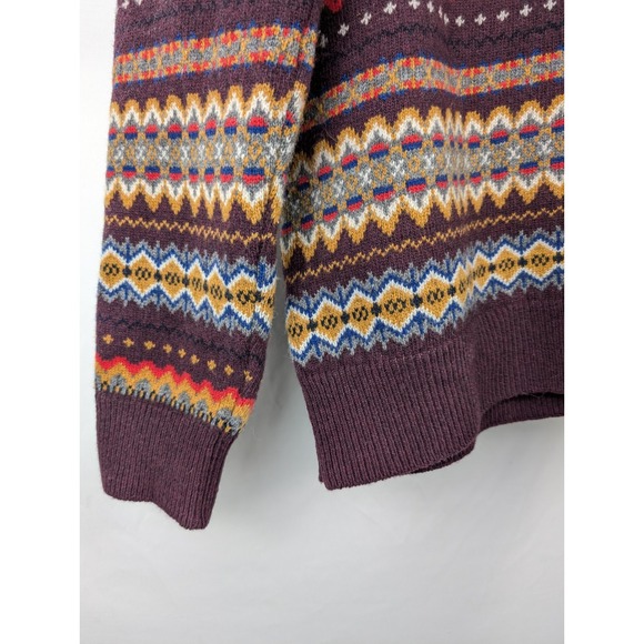 Vtg Barbour Beacon Wool Mens Fair Isle M Elbow Patches Preppy Grandpa 90s Y2K - Picture 5 of 10